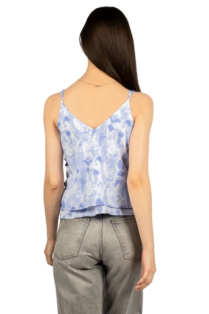 Blue & White Tie & Dye Sleeveless Fit & Flare Crop Top — photo 7