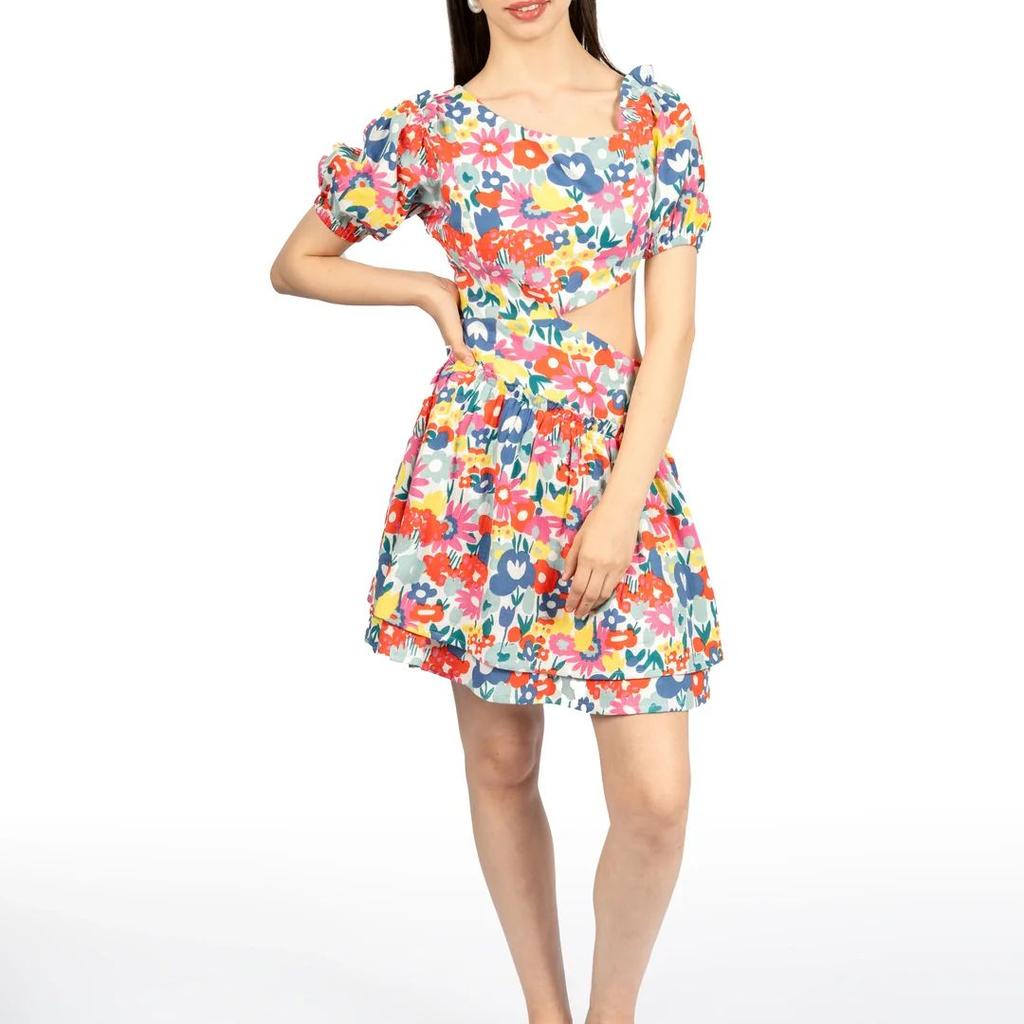 Multicolour Floral Cotton Double Cloth Fit & Flare Dress
