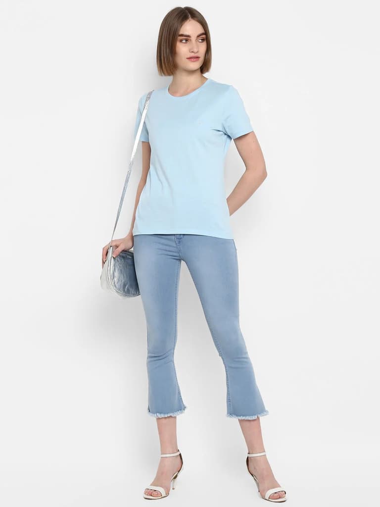 T-Shirt for Women in Pastel Blue | Cotton Round Neck T Shirt — photo 3