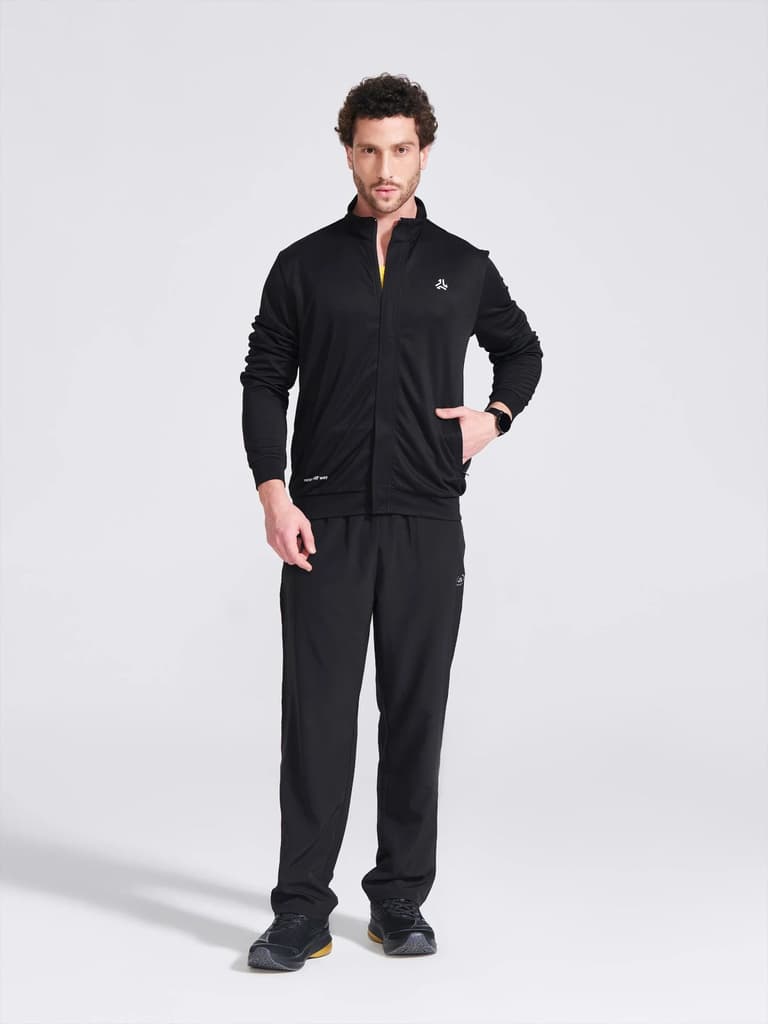 Men's Black Solid Stand Collar Jacket — photo 7