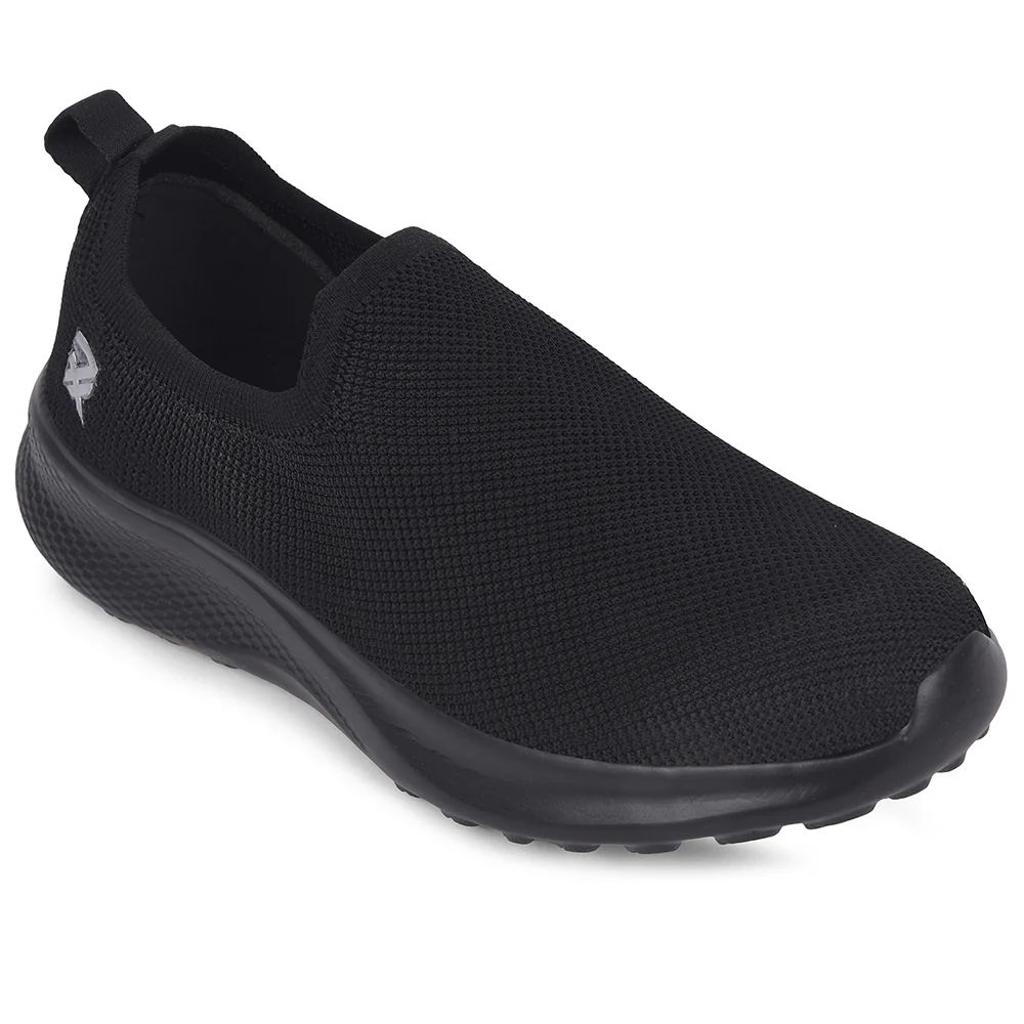 Leap7x Black Sports Non Lacing Walking Shoes For Men GHD-89E By Liberty