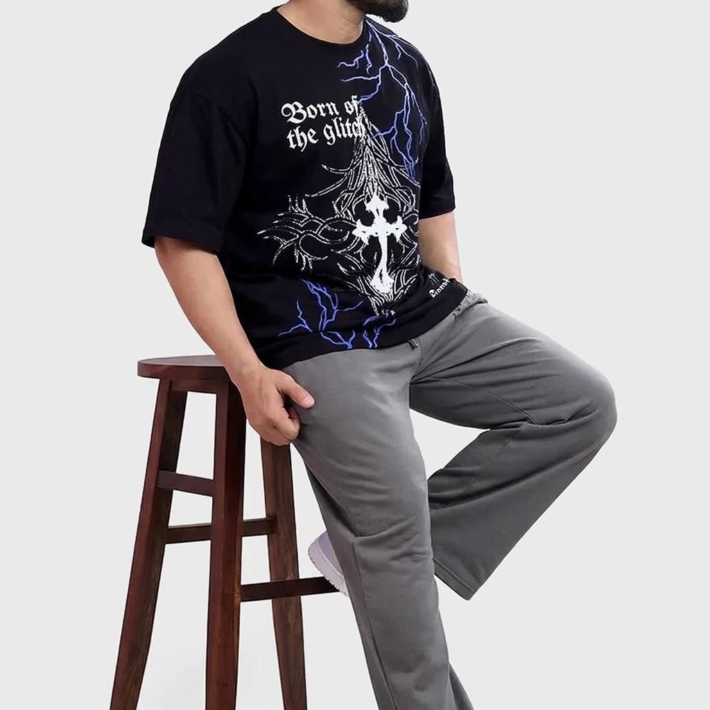 Born Of The Glitch Oversized T-shirt Black