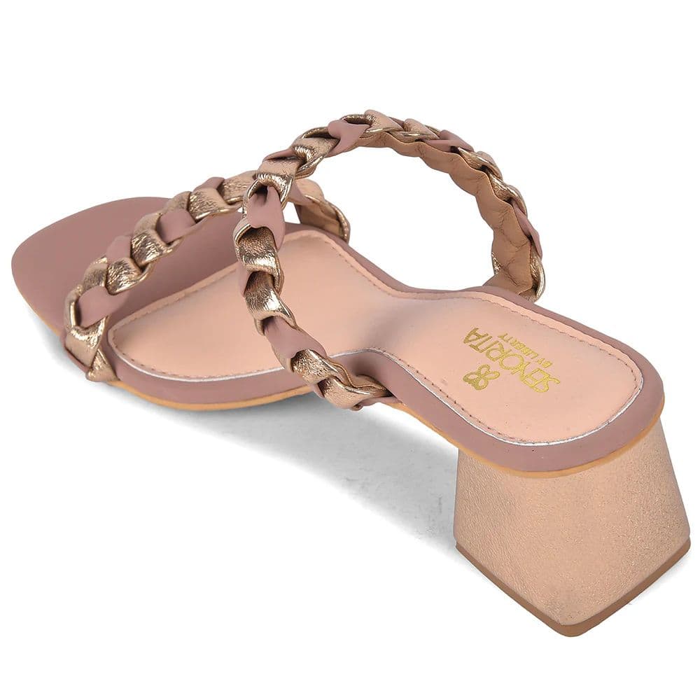 Senorita STY-164E Peach Casual Heeled Slippers for Women — photo 5