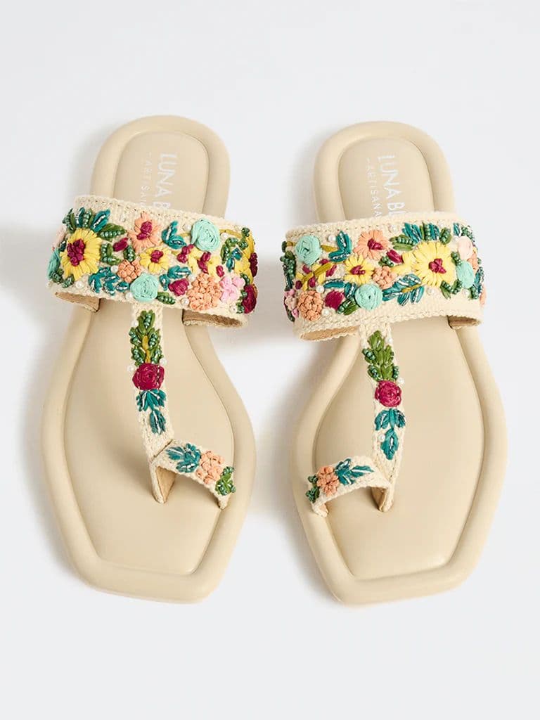 LUNA BLU Multicolor Floral-Embroidered Kolhapuri Sandals — photo 2