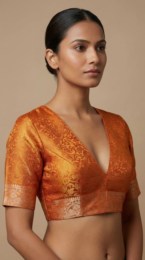 MIMOSA Women's Woven Design Banarasi Style Art Silk Saree with Blouse Piece - Peach ( SA00003132PCFREE ) — photo 5