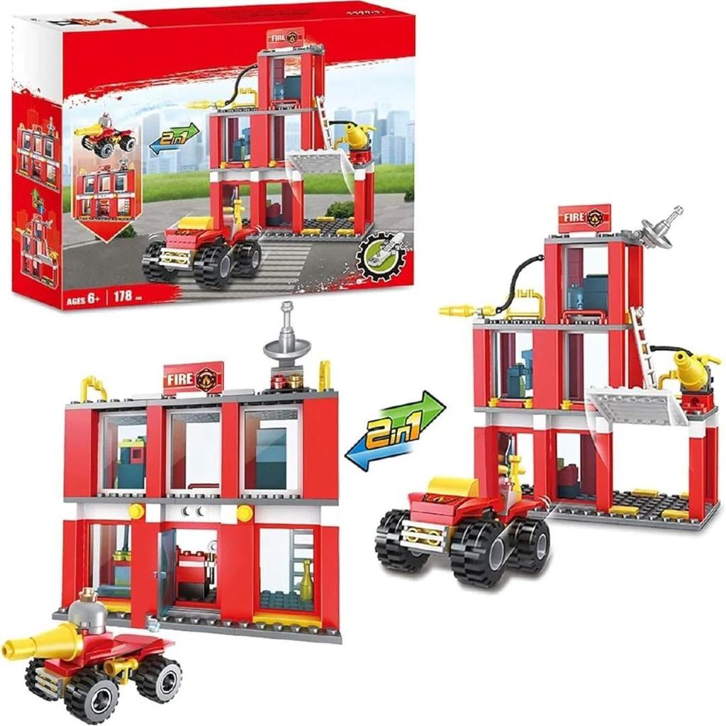 Fire Station Building Blocks Set With Fire Truck 2 In 1 — photo 2