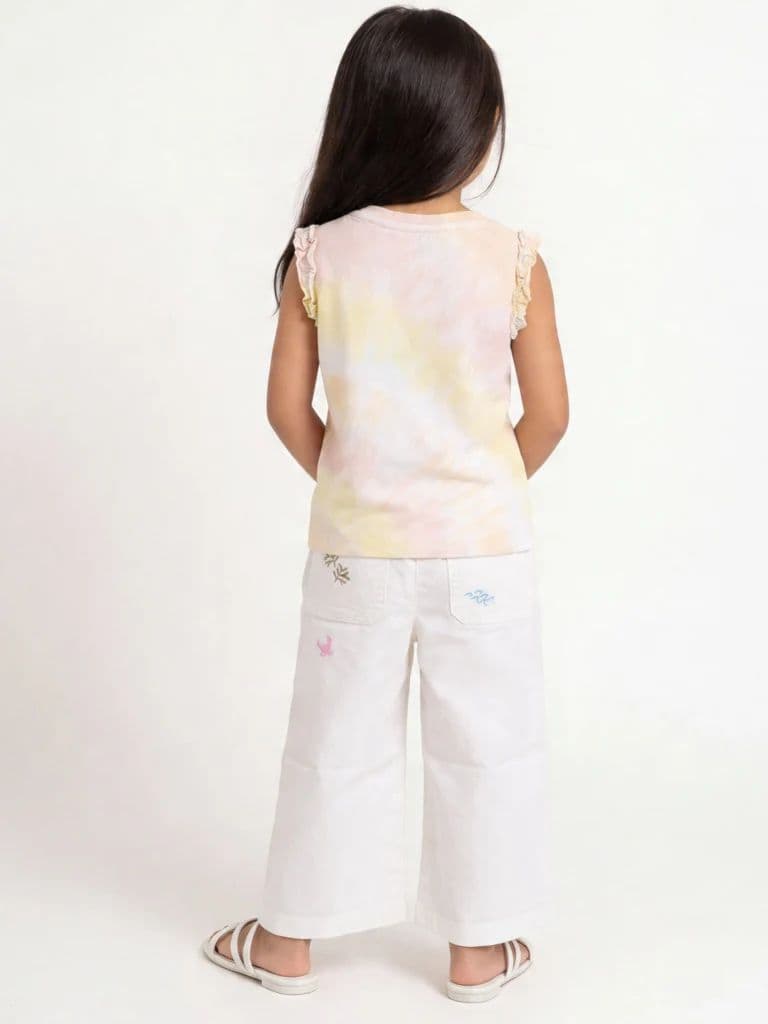 HOP Kids Girls Off-White Nautical Print Straight Jeans — photo 2
