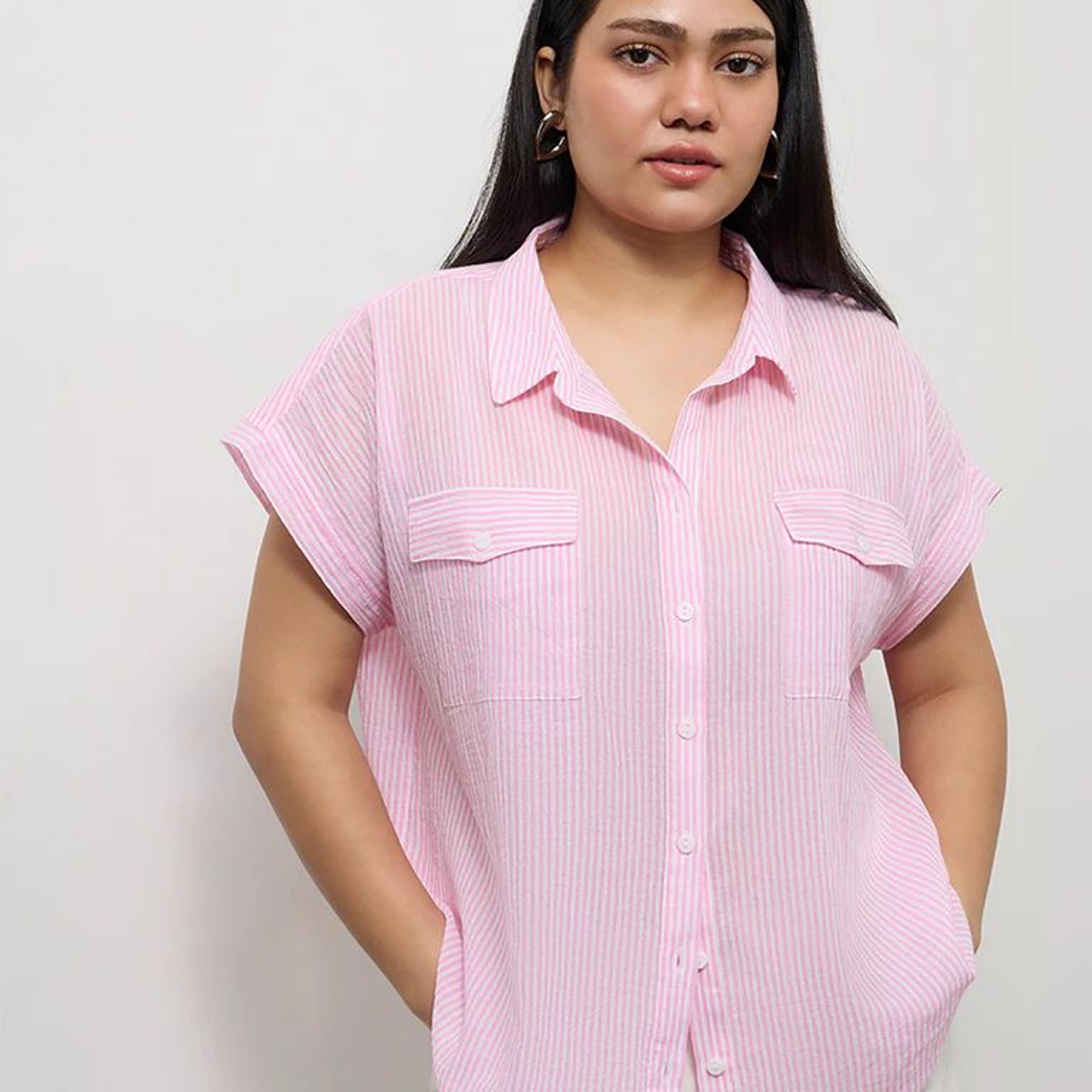 Gia Pink Striped Cotton Shirt