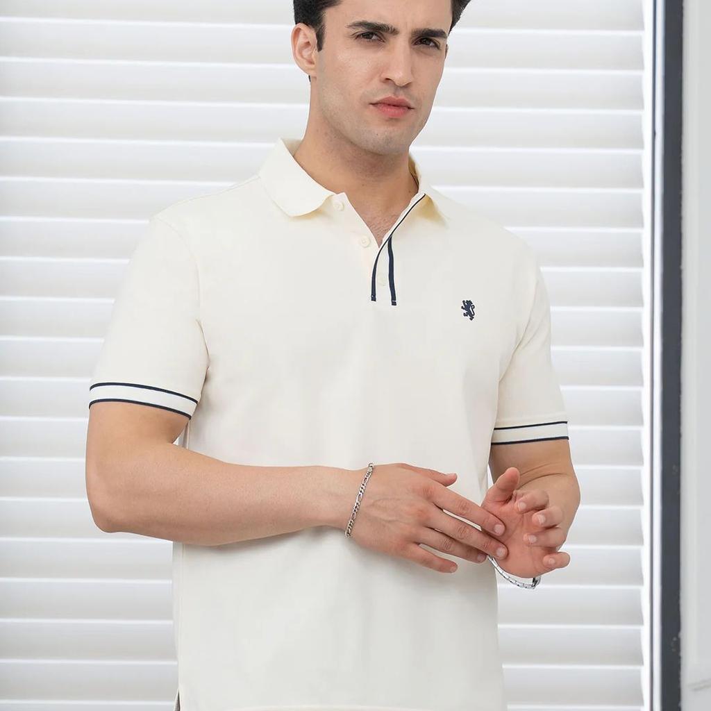 T Shirts for Men in Pastel Yellow | Polyester Polo T Shirt