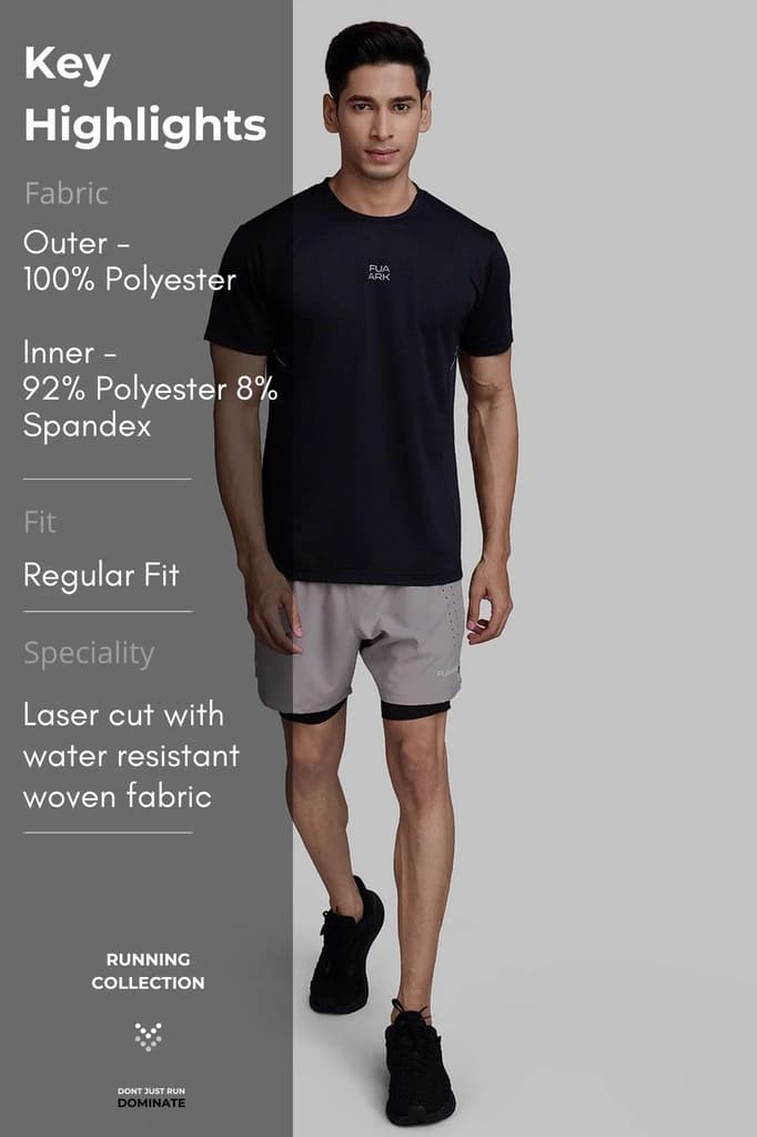 2 in 1 Laser Shorts Beige With Black — photo 8