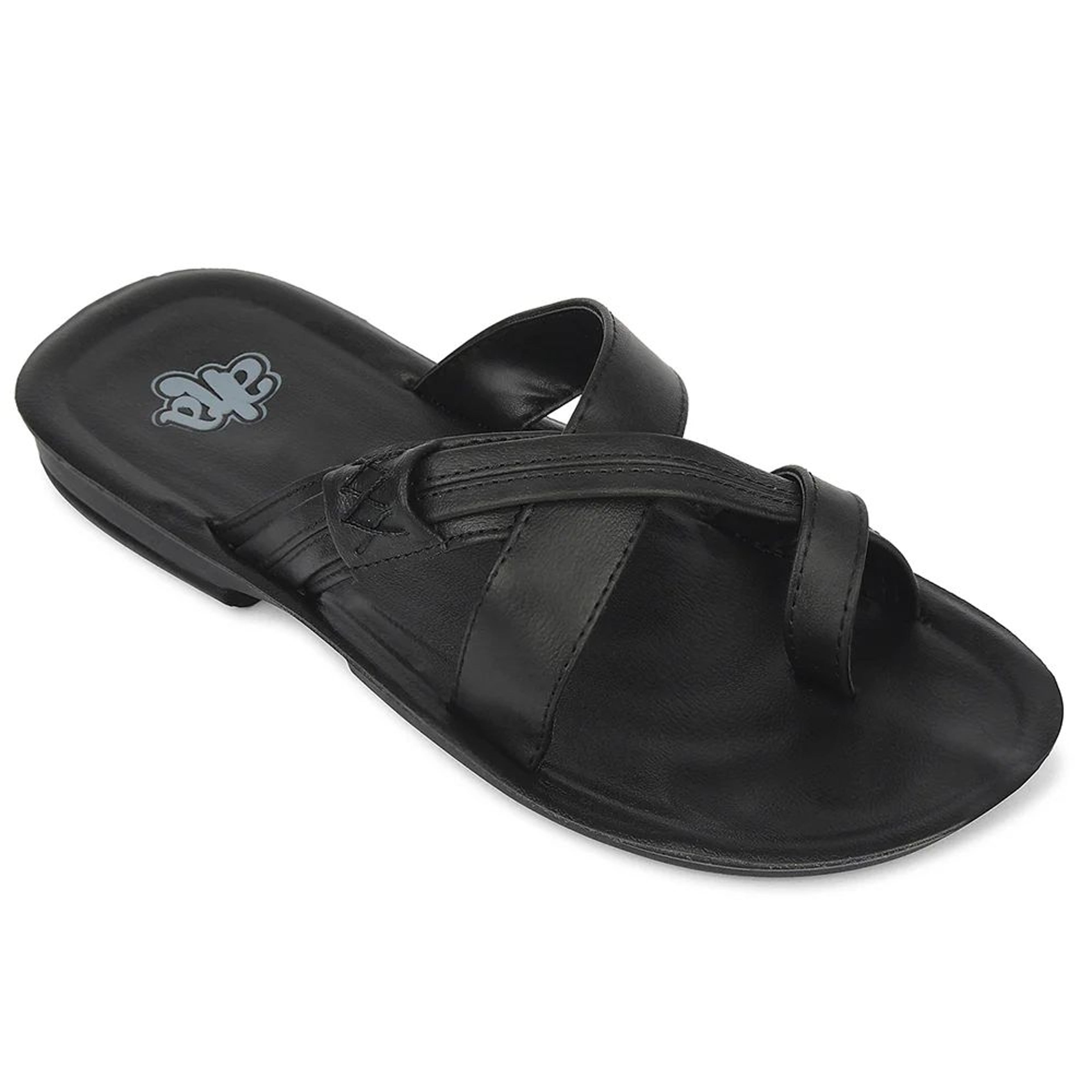 A-HA Black Casual Flat Sandal For Men MPU-60 By Liberty