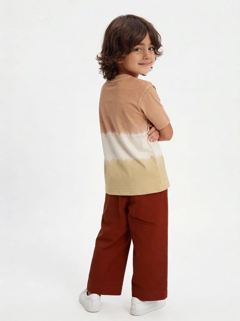 HOP Kids Boys Rust Solid Relaxed-Fit Cotton Trousers — photo 2