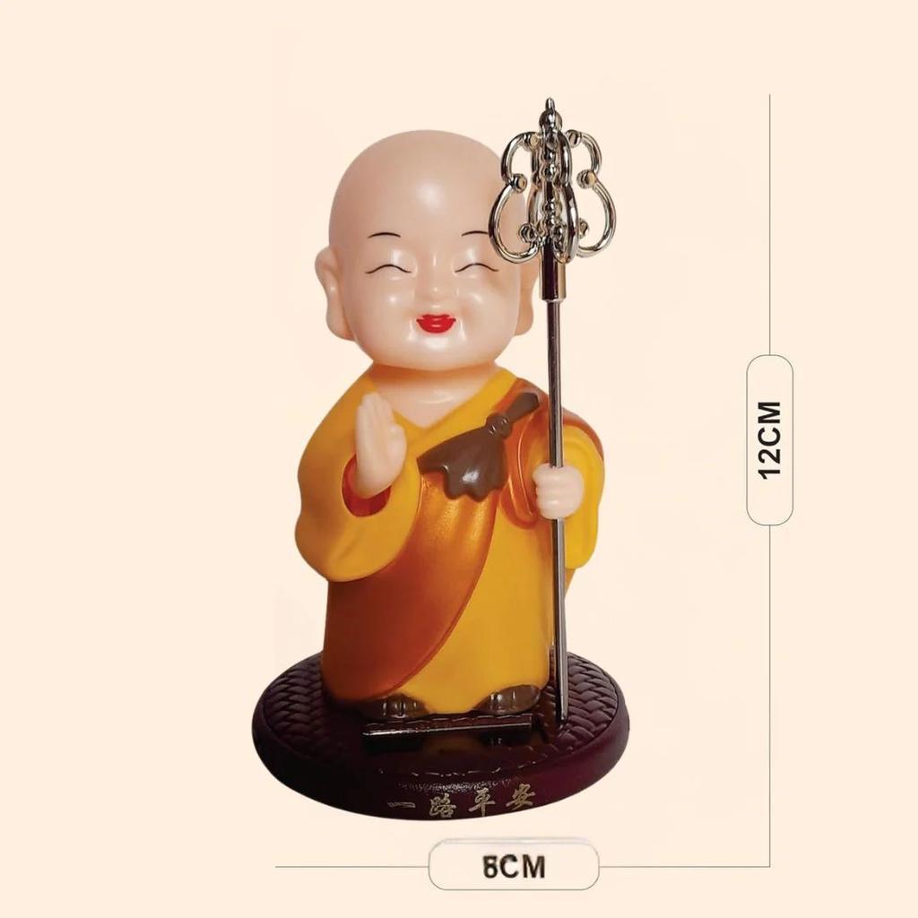 Positive Energy Monk Decor | Solar-Powered Buddha Monk Figurine — photo 2
