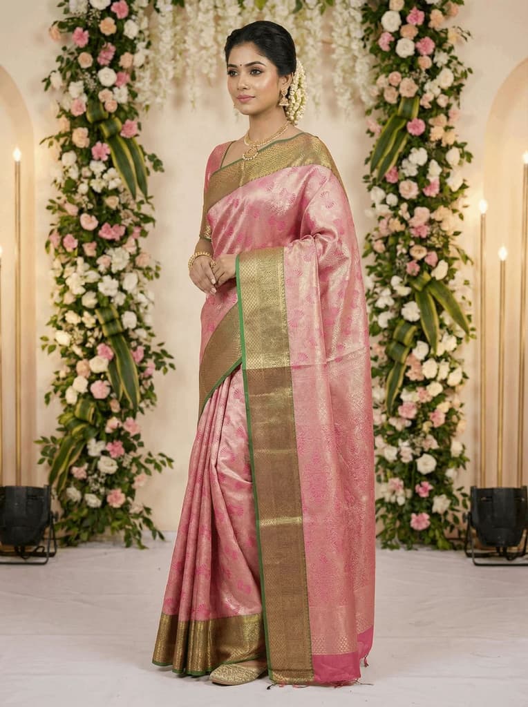 MIMOSA Women's Woven Design Kanjivaram Style Art Silk Saree with Blouse Piece - Rani Pink (SA00002804RNFREE) — photo 3