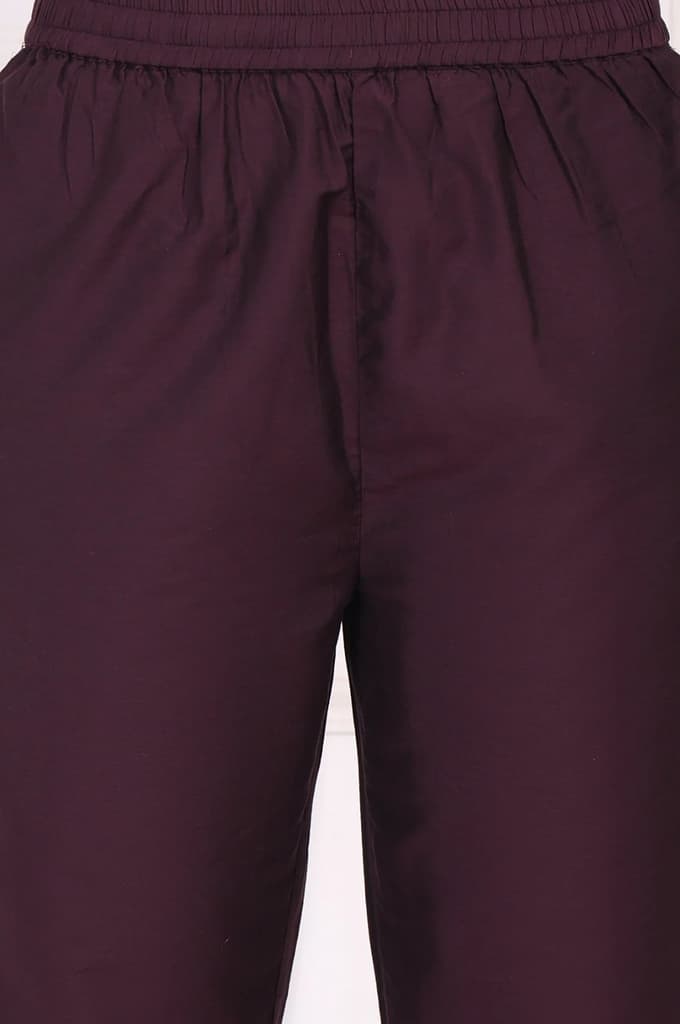 Maroon Embroidered Silk Straight Kurta, Pants and Dupatta Set — photo 8
