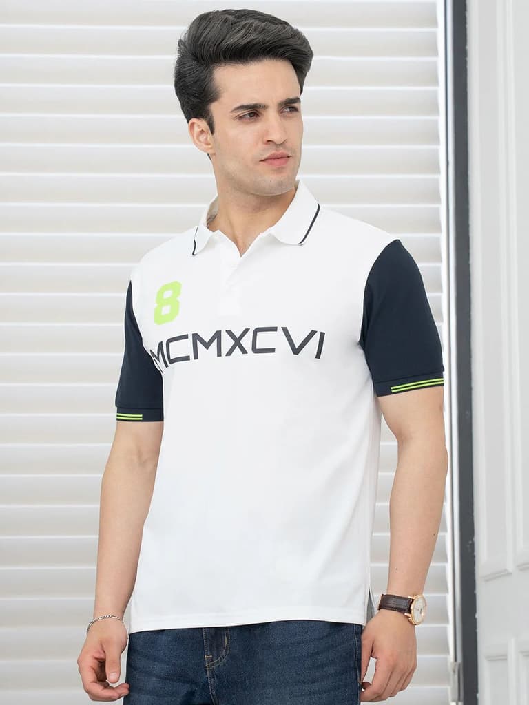 T Shirts for Men in White | Polyester Polo T Shirt — photo 5