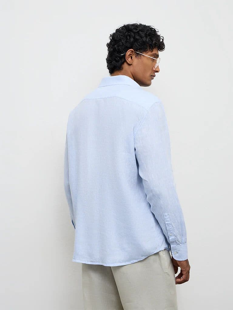 Ascot Light Blue Relaxed-Fit Linen Shirt — photo 5