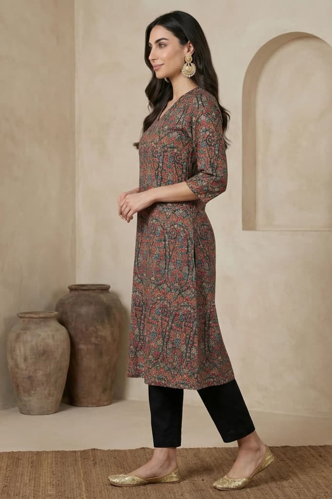 Multicolor Paisley Printed Rayon Straight Kurta — photo 4