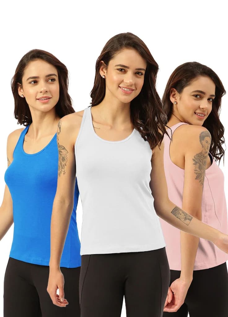 Twin Skin Women's Tanks (Pack of 3) — Pilot Blue; White; Pastel Peach / S / Women