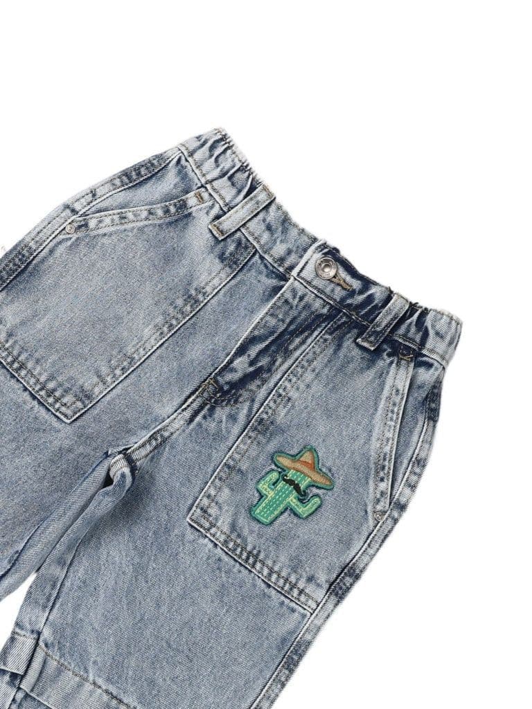 HOP Kids Boys Blue Straight Fit Cargo Jeans — photo 5