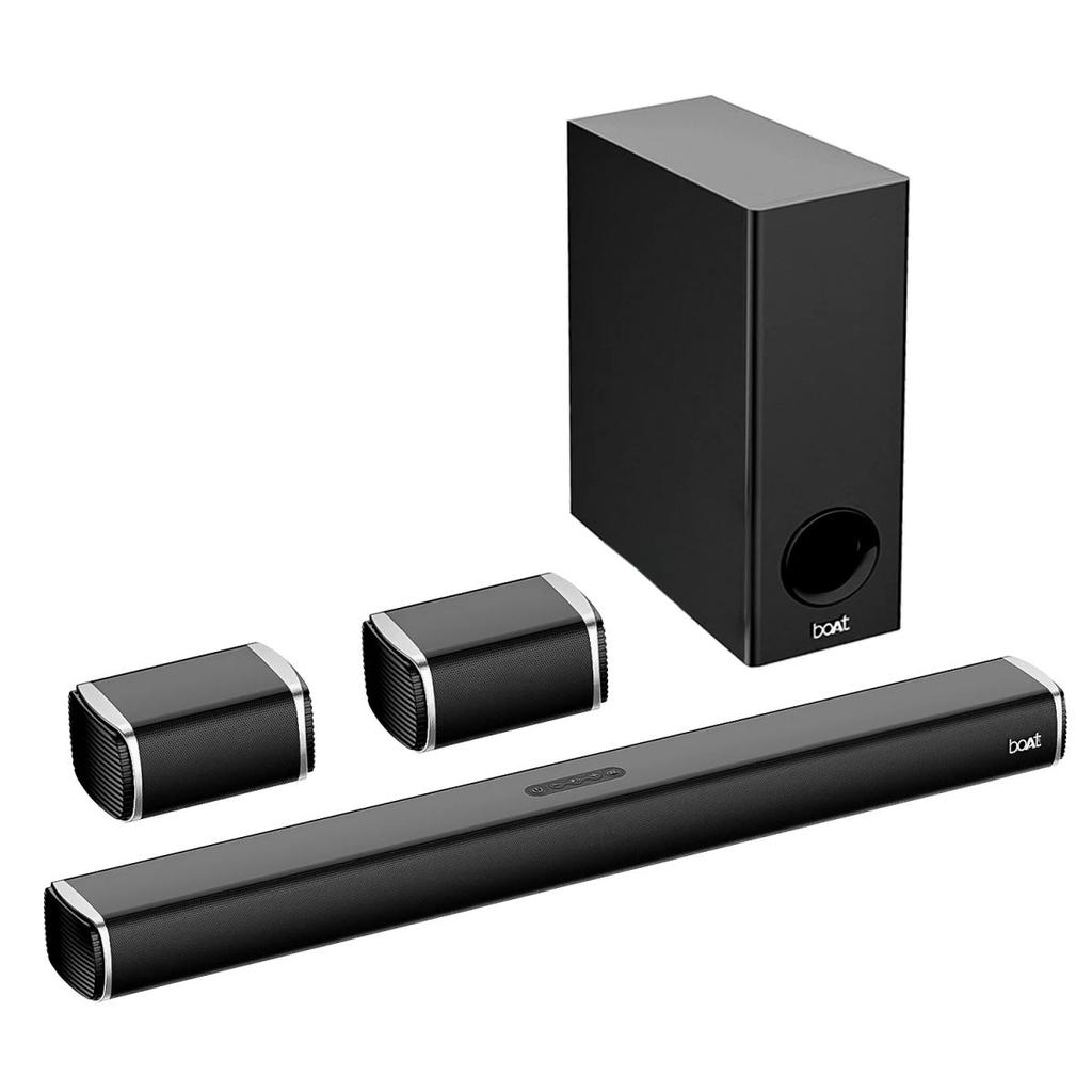 boAt Aavante Bar 2400 | Bluetooth Soundbar with 180W RMS Sound, 5.1 Channel with Wired Subwoofer, 2 Rear Satellite Speakers — Premium Black