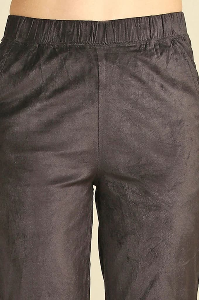 Grey Solid Straight Pants — photo 3