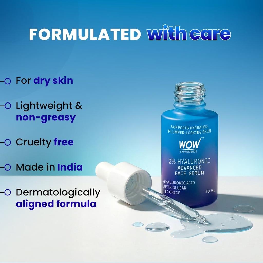 WOW 2% Hyaluronic Acid Face Serum Deep Hydration for Plump Skin