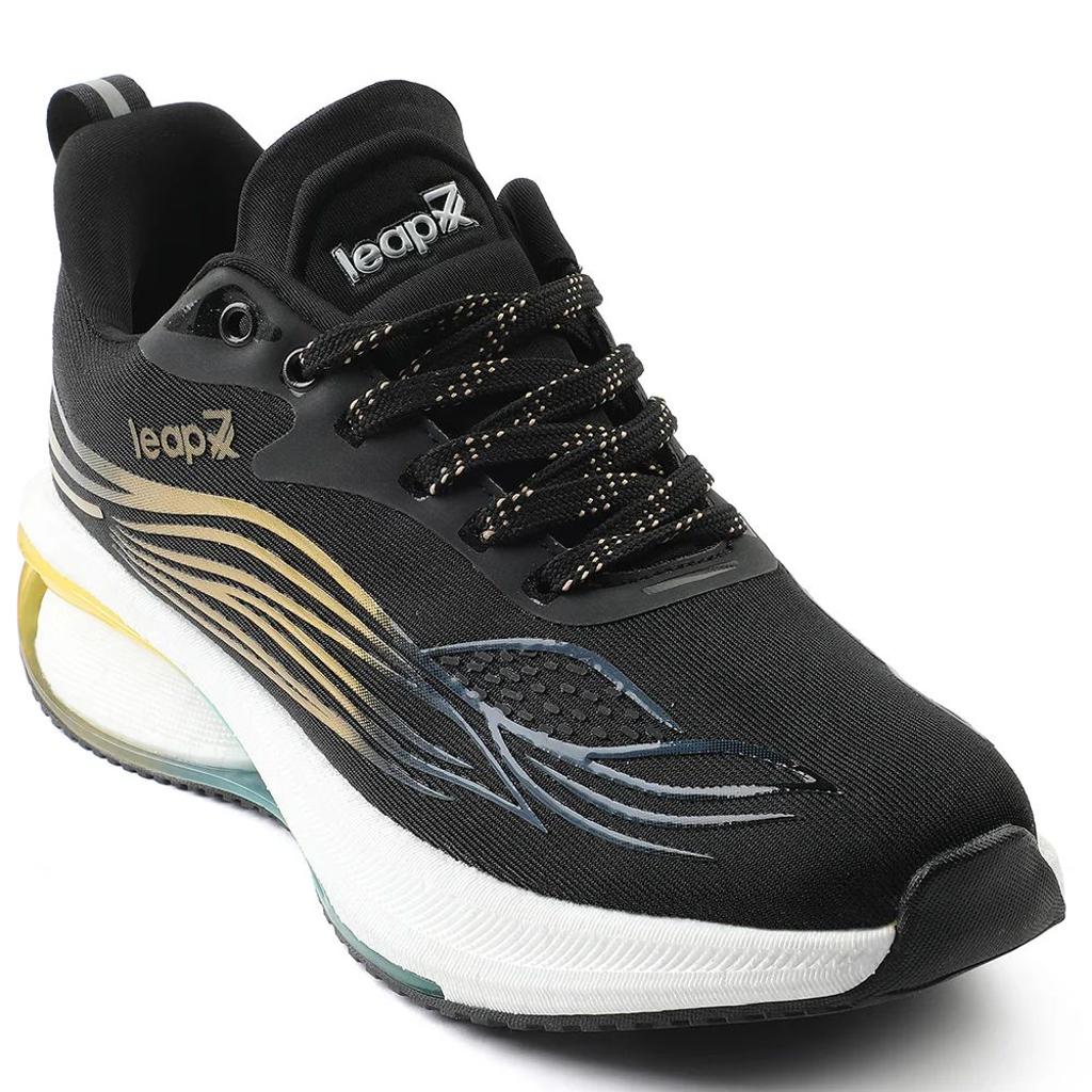 Leap7x Black Sports Lacing Running Shoes For Men MOSCOW-2 By Liberty