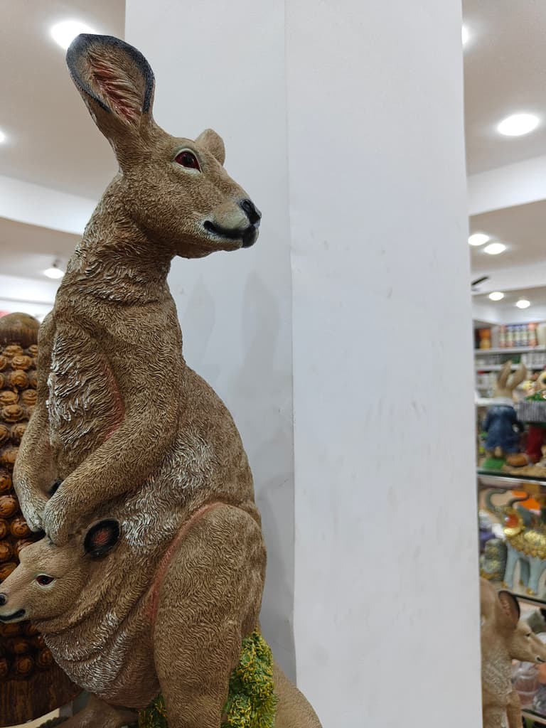 Kangaroo Statue | Wooden | Tan | Decorative