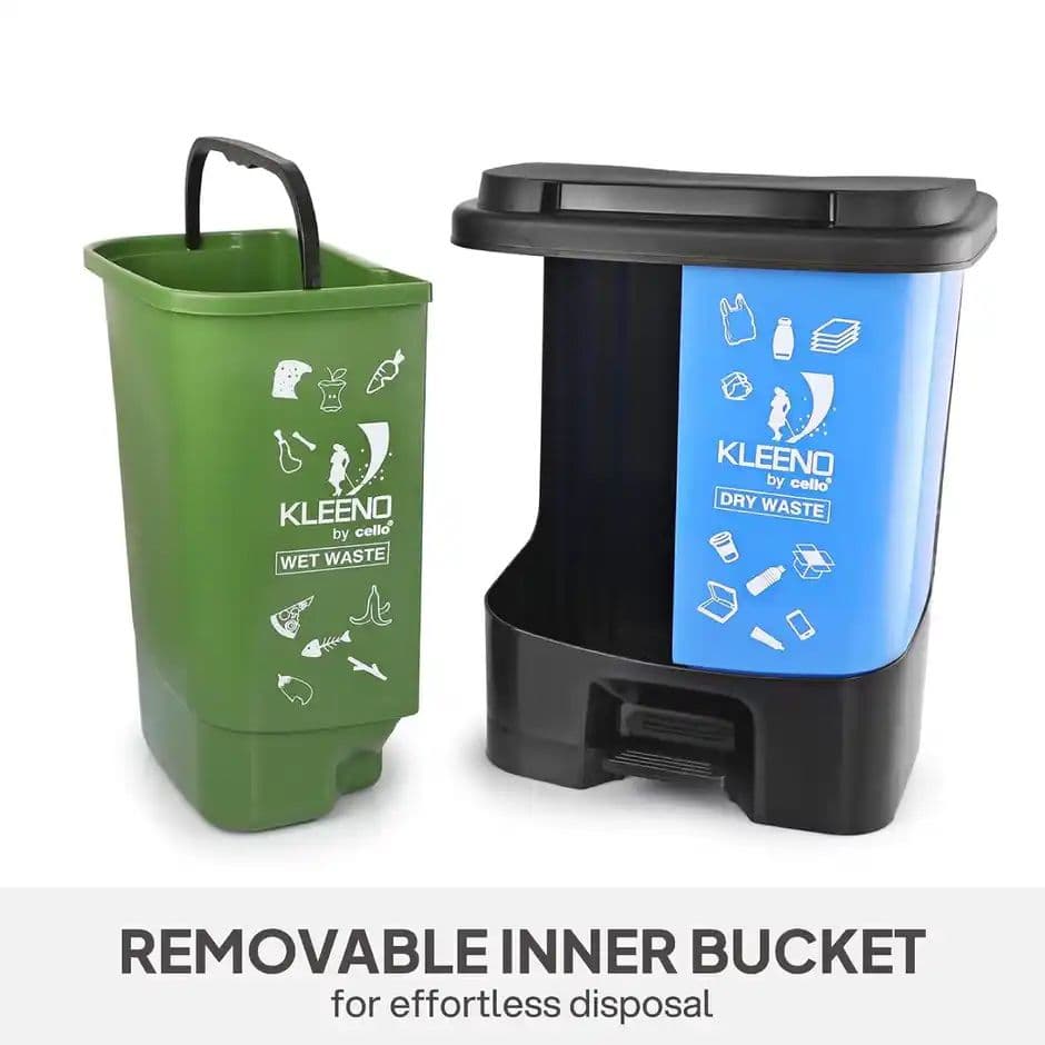 Cello Duo Plastic Step-On Pedal Dustbin for Wet and Dry Waste | 2 In 1 Dustbin Trash/Garbage Bins — photo 3