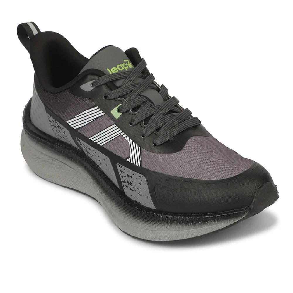 Leap7X ZLP-XM-20 Black Sports Lacing Running Shoes for Men by Liberty — 6/40 / Black
