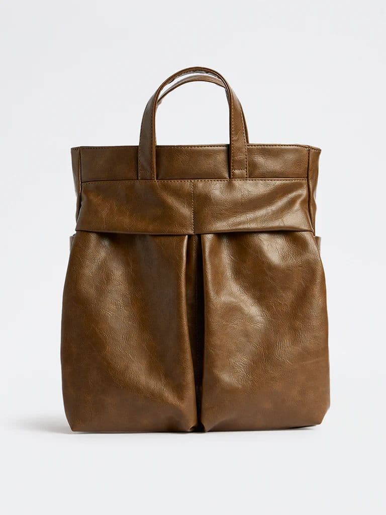 Westside Brown Textured Tote Bag