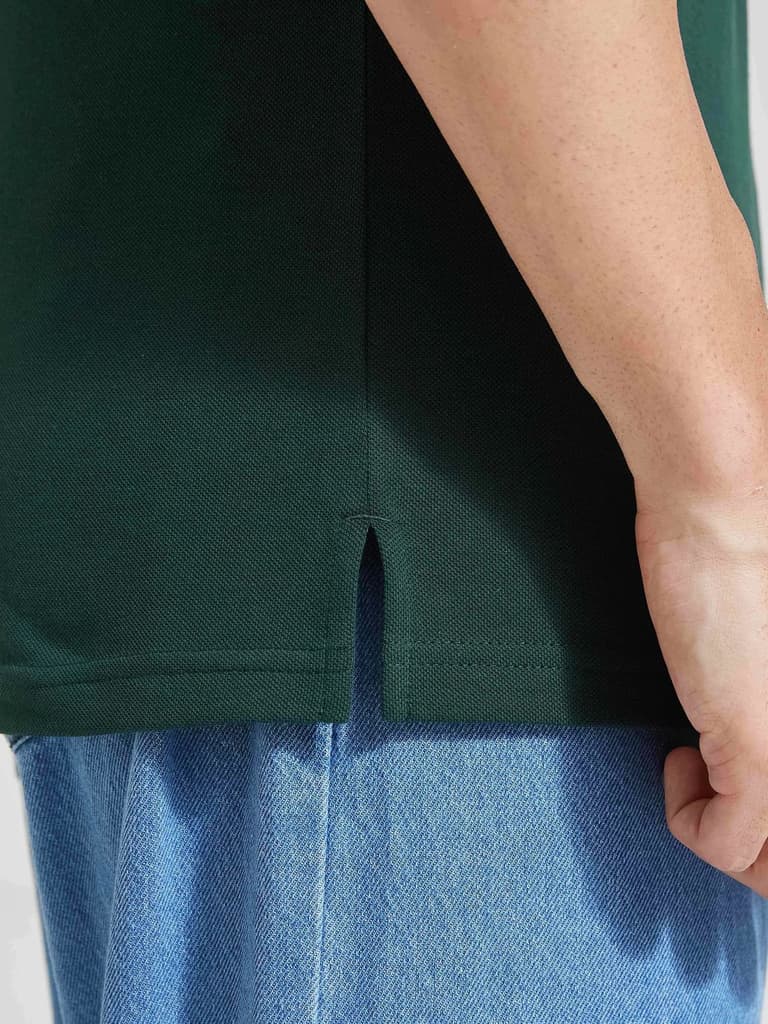 Men's Green Solid Polo Collar T-Shirt — photo 4