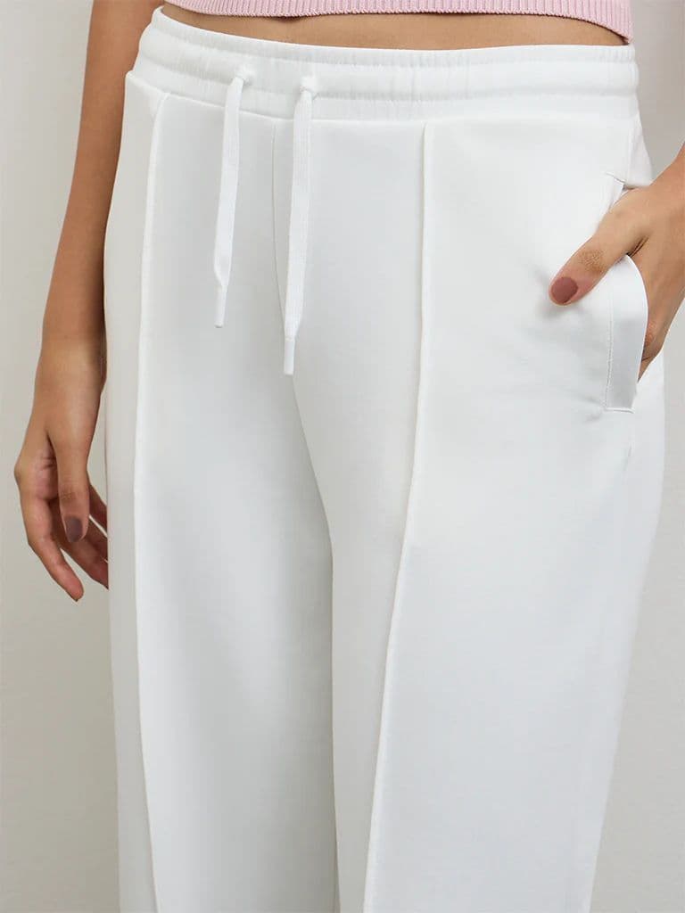 Nuoflexx White Pipeline-Detail High-Rise Track Pants — photo 3