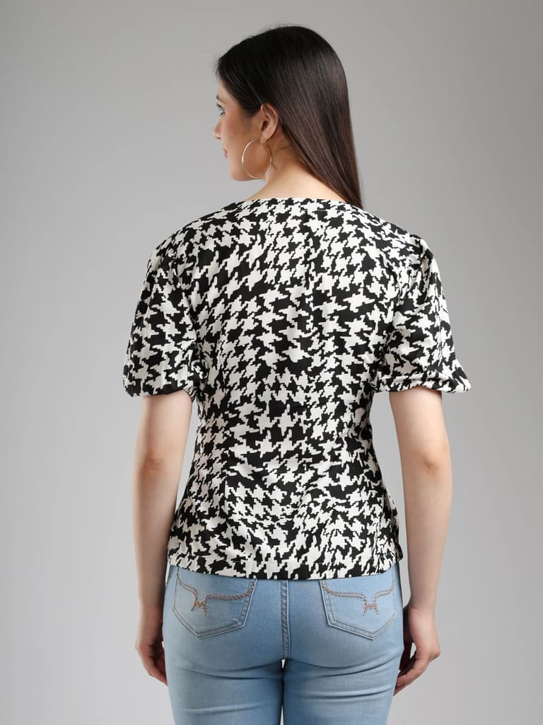 Nyra Abstract Top - Black and White — photo 4