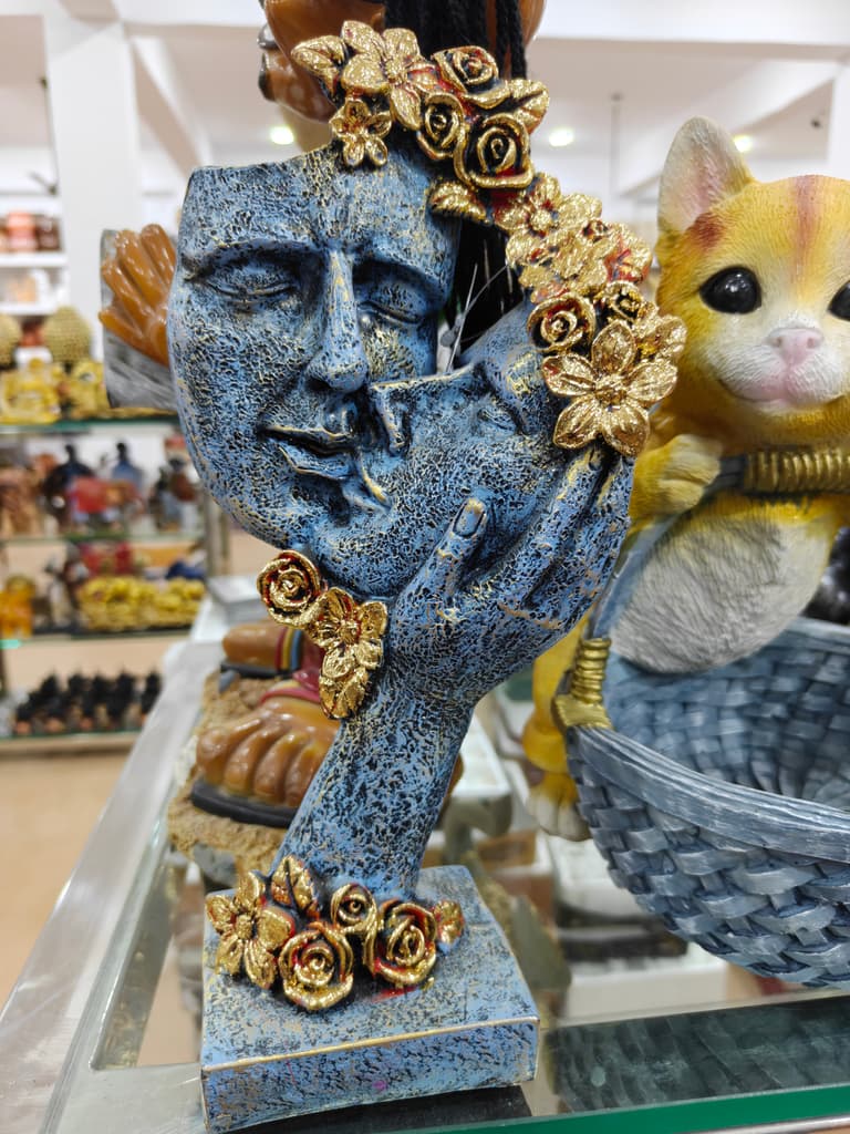 Blue Sculpture | Art Deco | Ceramic | Gold