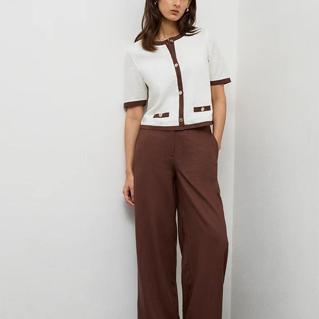 Wardrobe Brown High-Rise Cotton Trousers