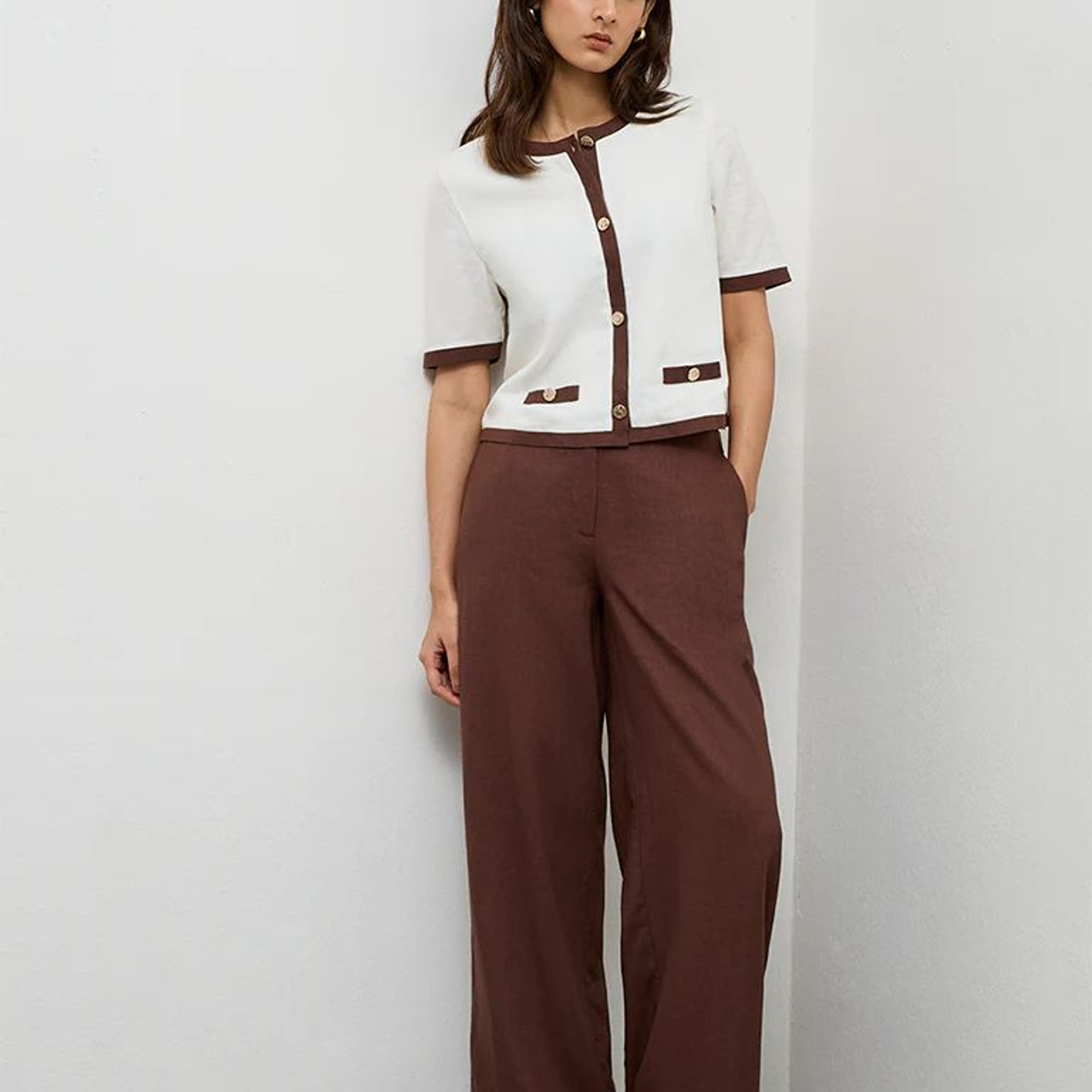Wardrobe Brown High-Rise Cotton Trousers