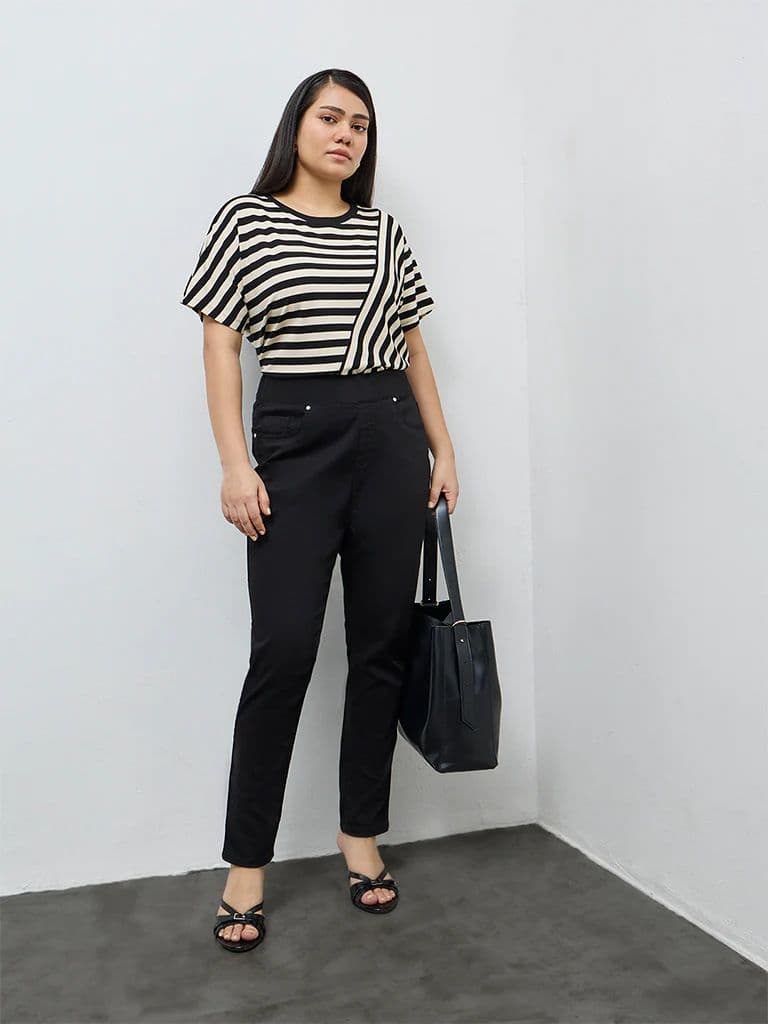 Gia Black Solid High-Rise Cotton-Blend Jeggings