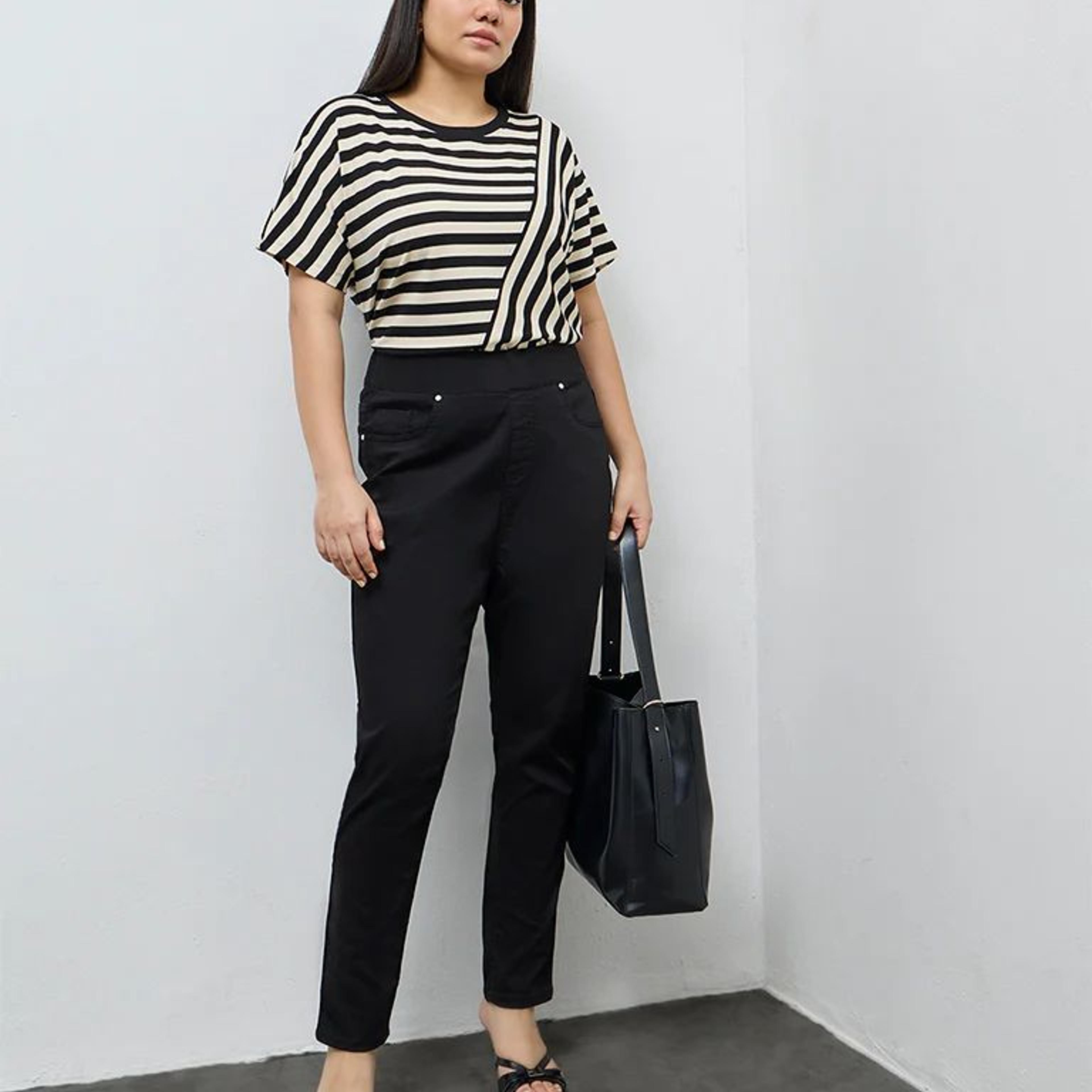 Gia Black Solid High-Rise Cotton-Blend Jeggings