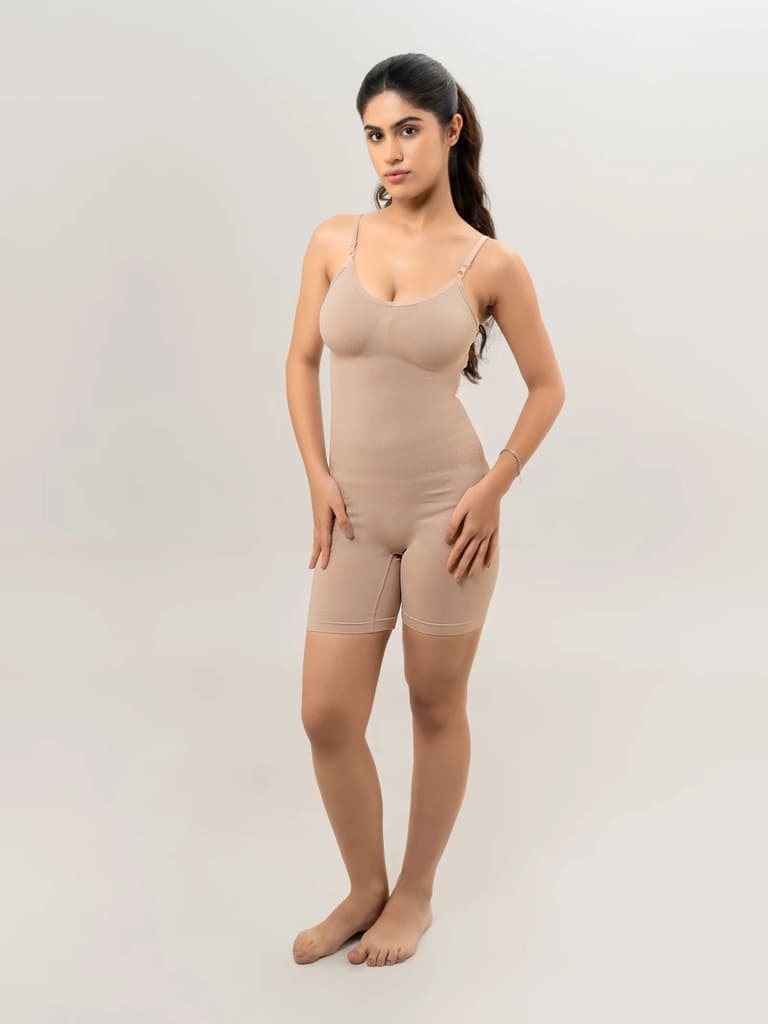 Essentials Beige Mid Thigh Bodysuit — photo 4