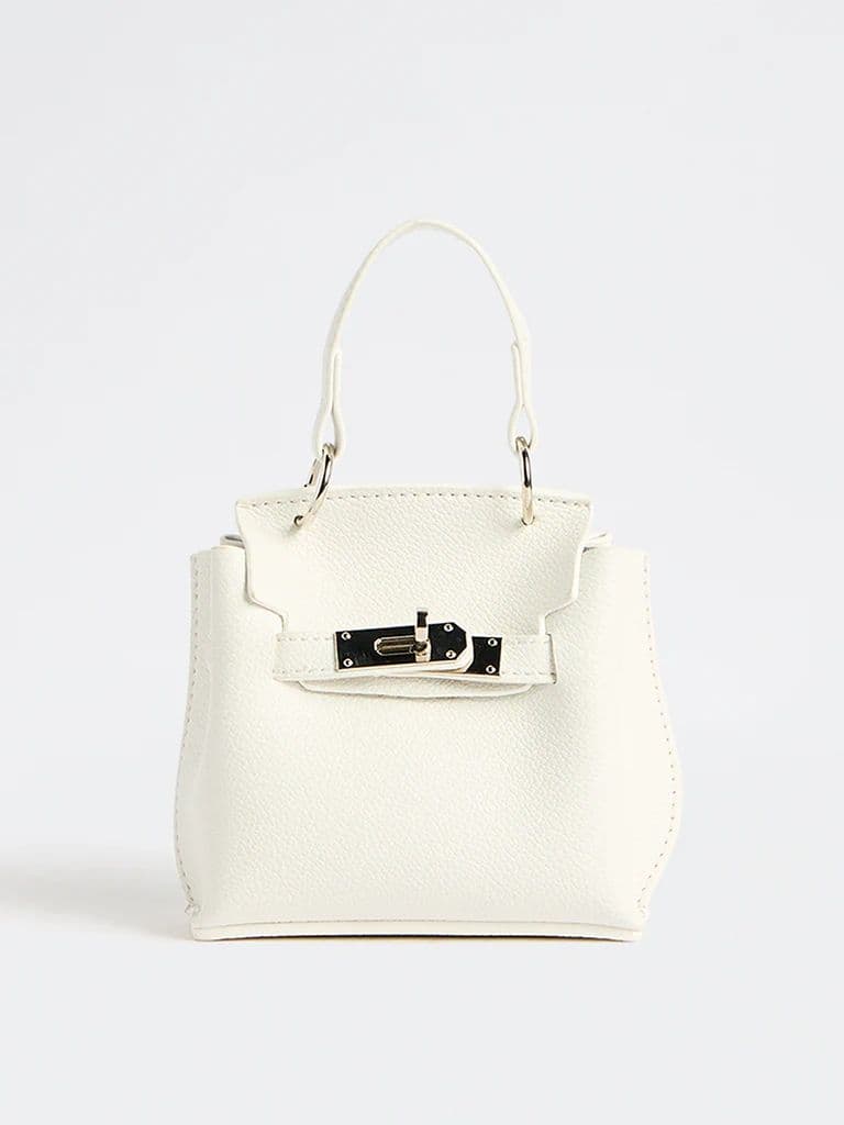 Westside White Textured Mini Sling Bag