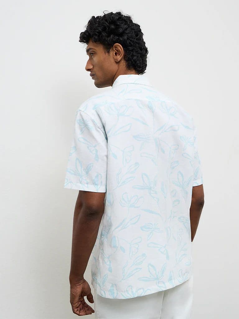 WES Casuals White Printed Relaxed-Fit Cotton-Blend Shirt — photo 4