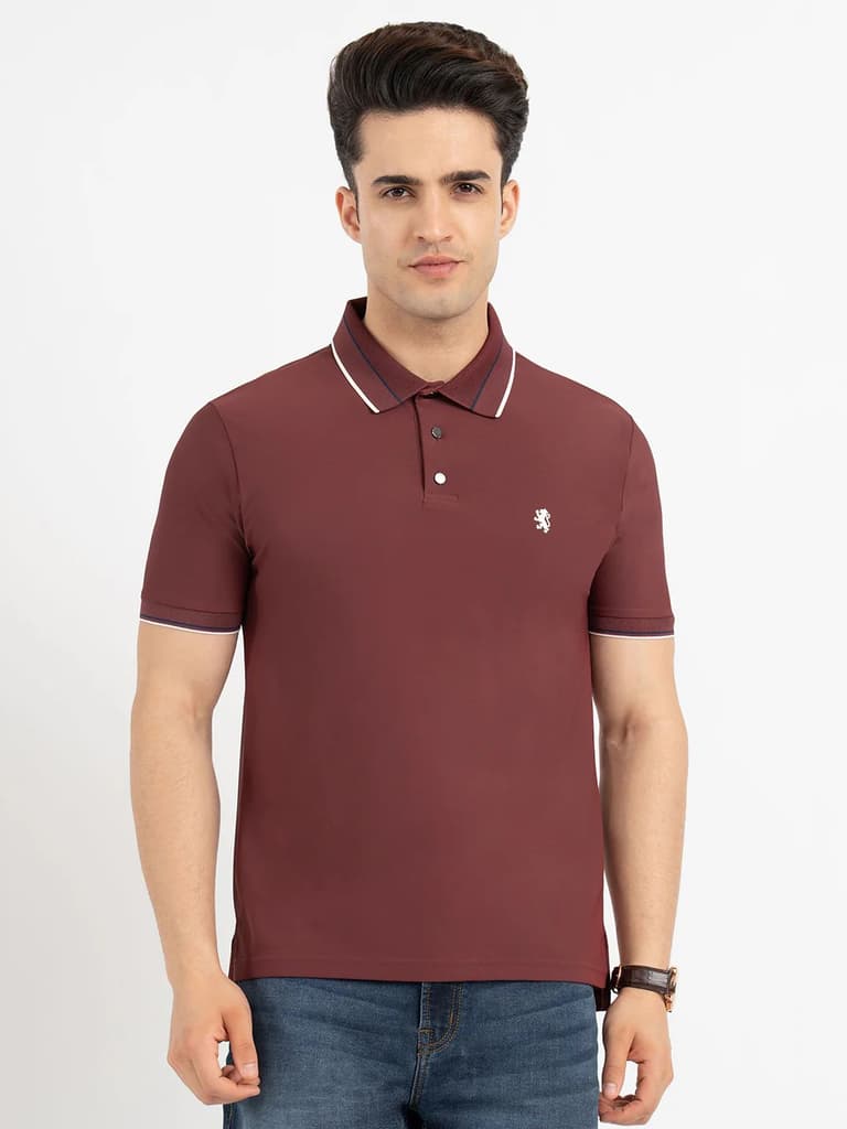 T Shirts for Men in Brick | Polo Half Sleeve T Shirt — S / Brick