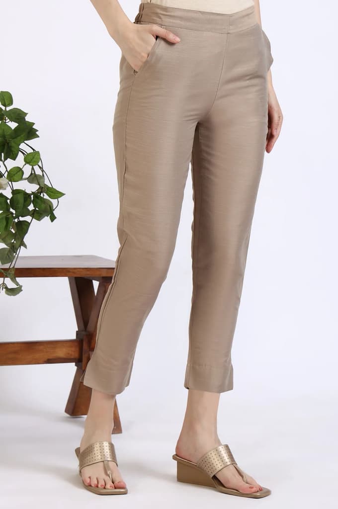Dark Gold Solid Yarn Dyed Trousers — photo 3