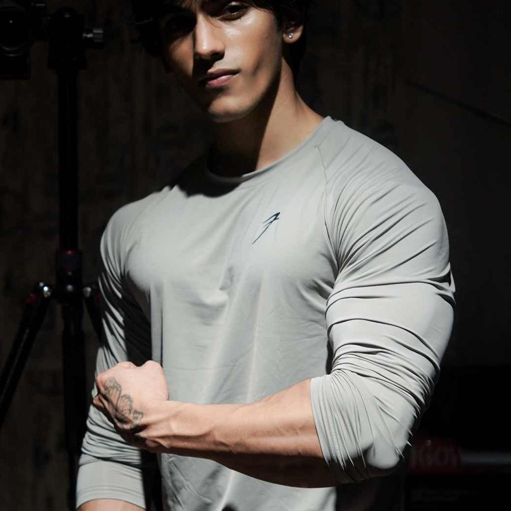 Bare Nylon Fullsleeves T-shirt Light Grey