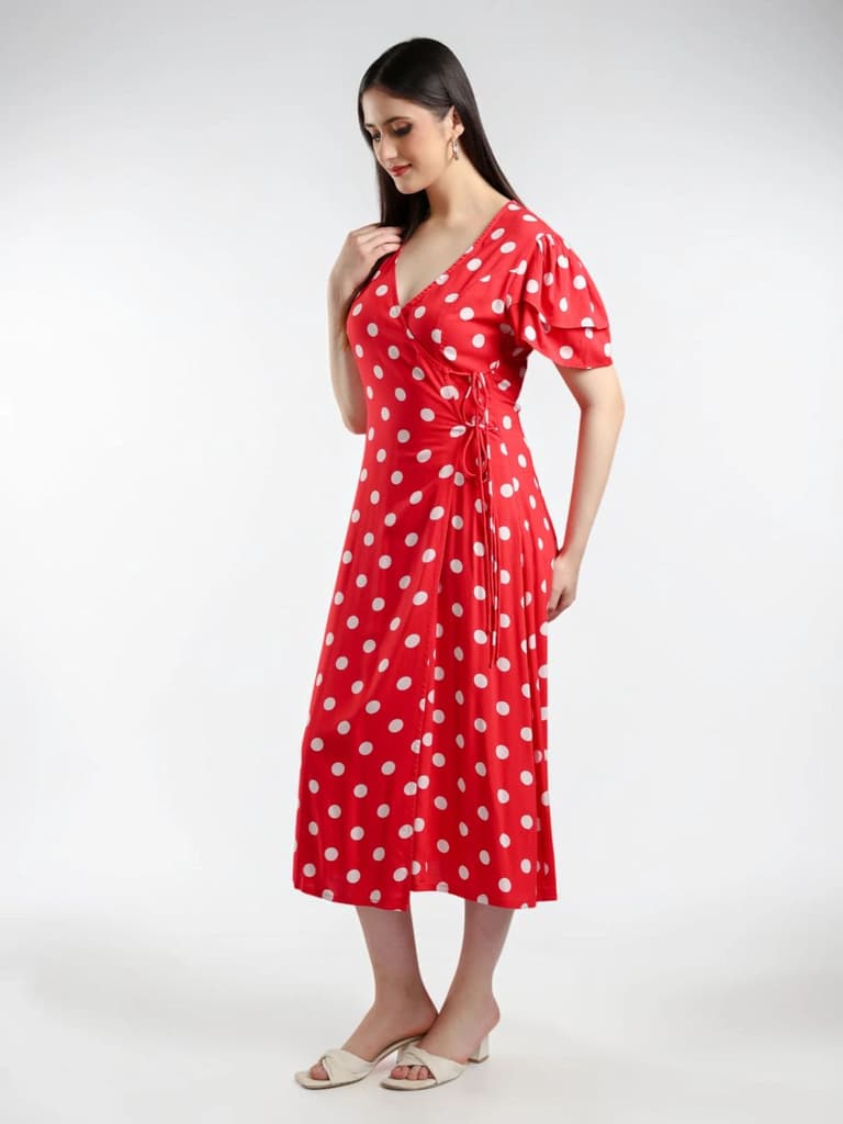Aysel Polka dot Midi Dress - Red — photo 5
