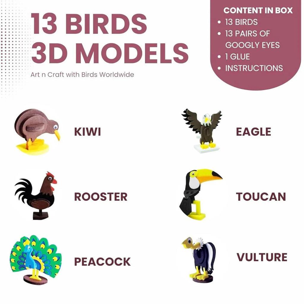 BuildSmart – FoamFit 3D Puzzle Set — Birds of the World Puzzle