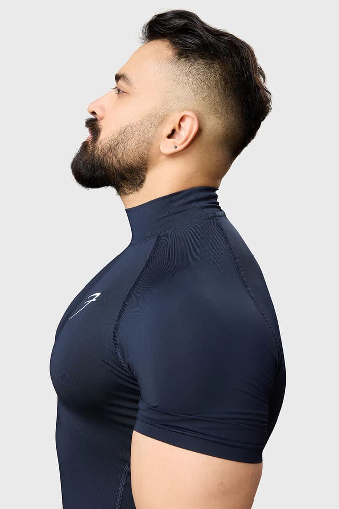 High Neck Compression T-shirt Navy — photo 5