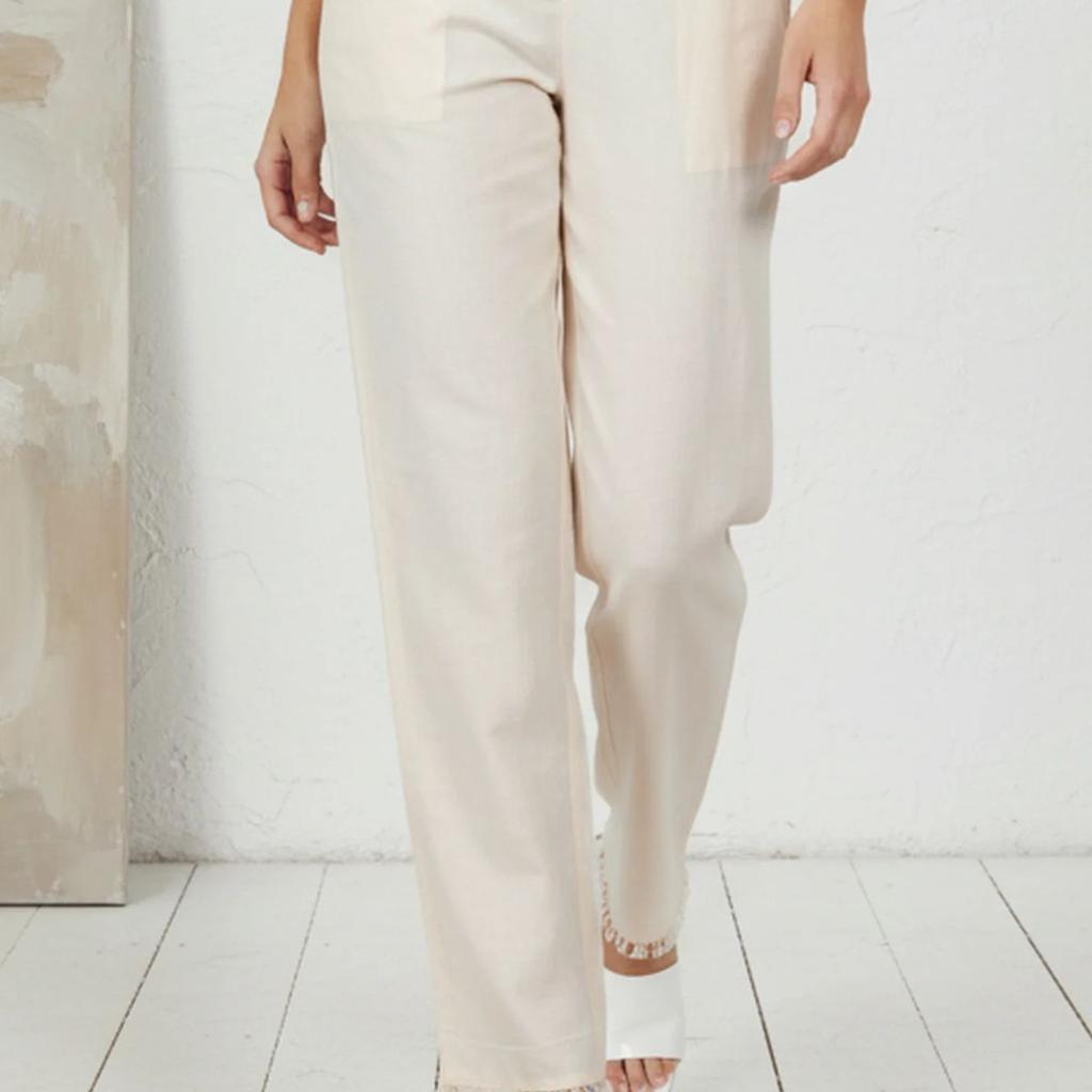 Off-White Solid Ankle Length Mid Rise Straight Pants